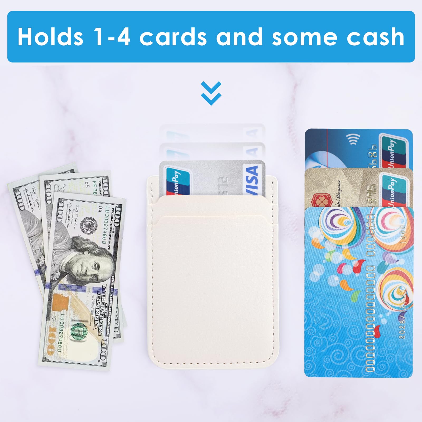 Fulgamo Cartera para teléfono Adhesiva, Paquete de 3 Soportes para Tarjetas de teléfono para Funda de teléfono, Cartera Adhesiva de Cuero para Tarjetas de crédito, Doble Bolsillo, calcomanía Trasera