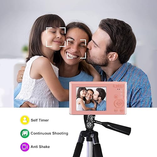 Miniatura 5 de Acuvar Cámara digital compacta de apuntar y disparar de 44 MP, zoom digital de 16X, pantalla de 2.4 pulgadas y tarjeta SD de 32 GB, lector de