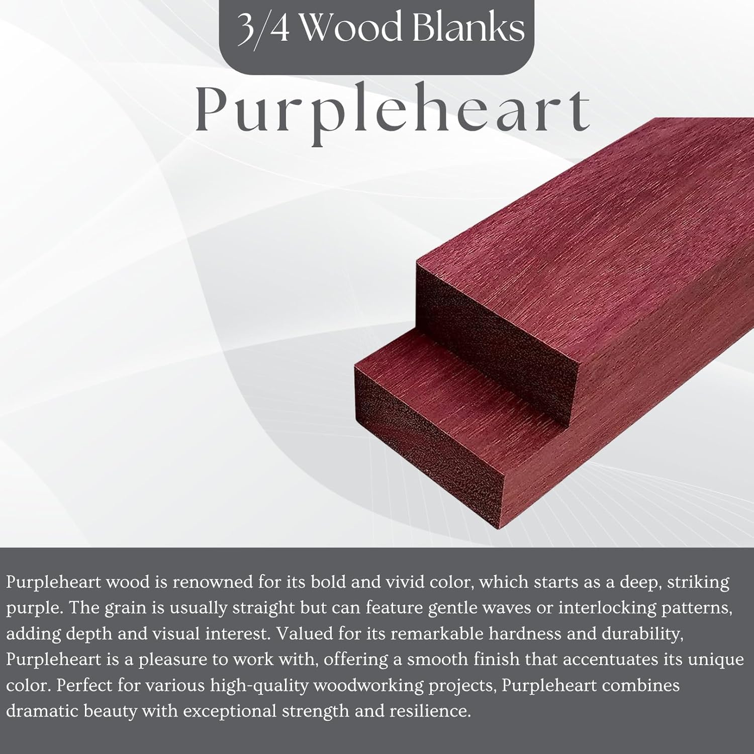 4 Pieces Purpleheart Exotic Hardwood Lumber Boards 3/4" x 2" x 24" | Kiln-Dried Wood for Crafting, Turning & Woodworking Projects by Exotic Wood Zone