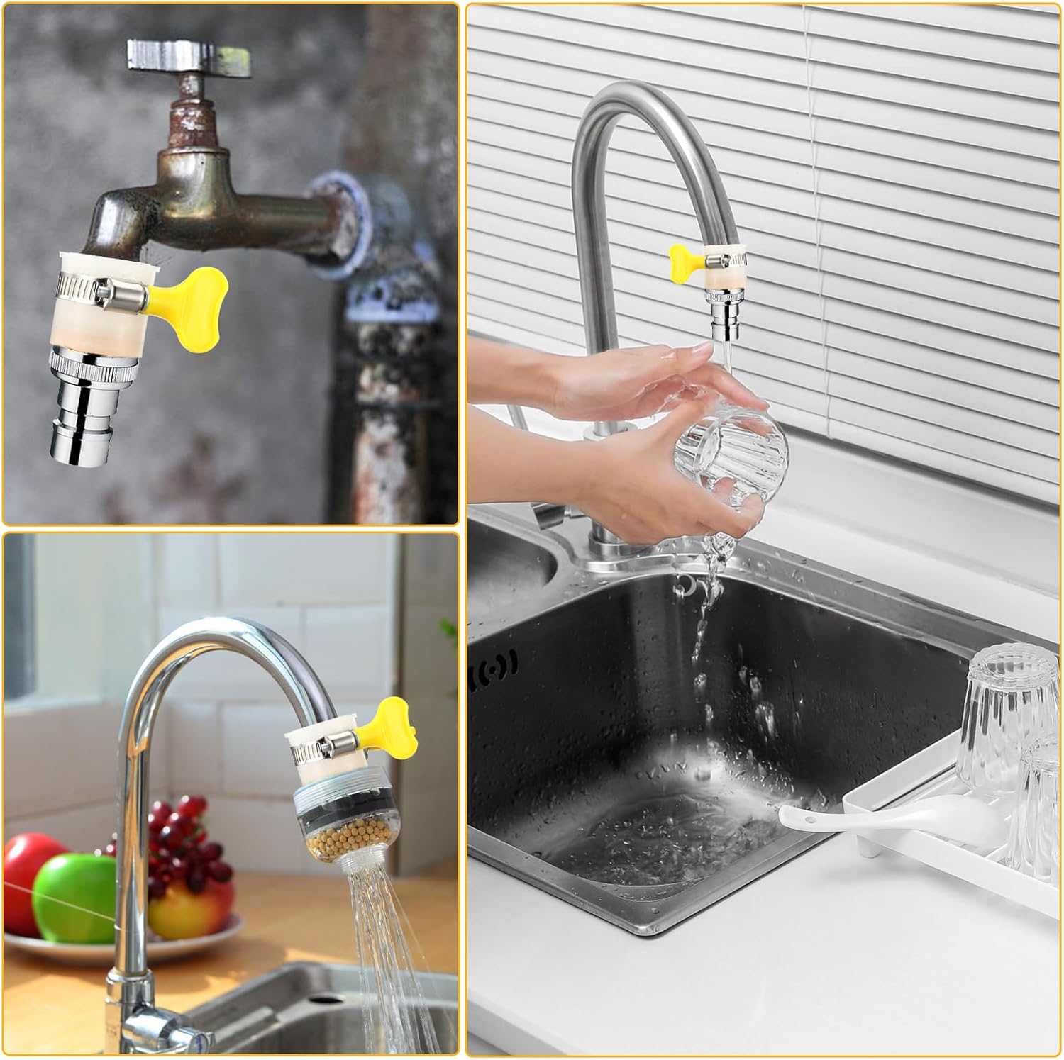 2Pcs Adjustable Faucet Adapter for Faucets, Universal Fits 13-25mm Outer Diameter, Faucet Tap Quick Connector Kit for Countertop Common Faucet Mount Water Filters