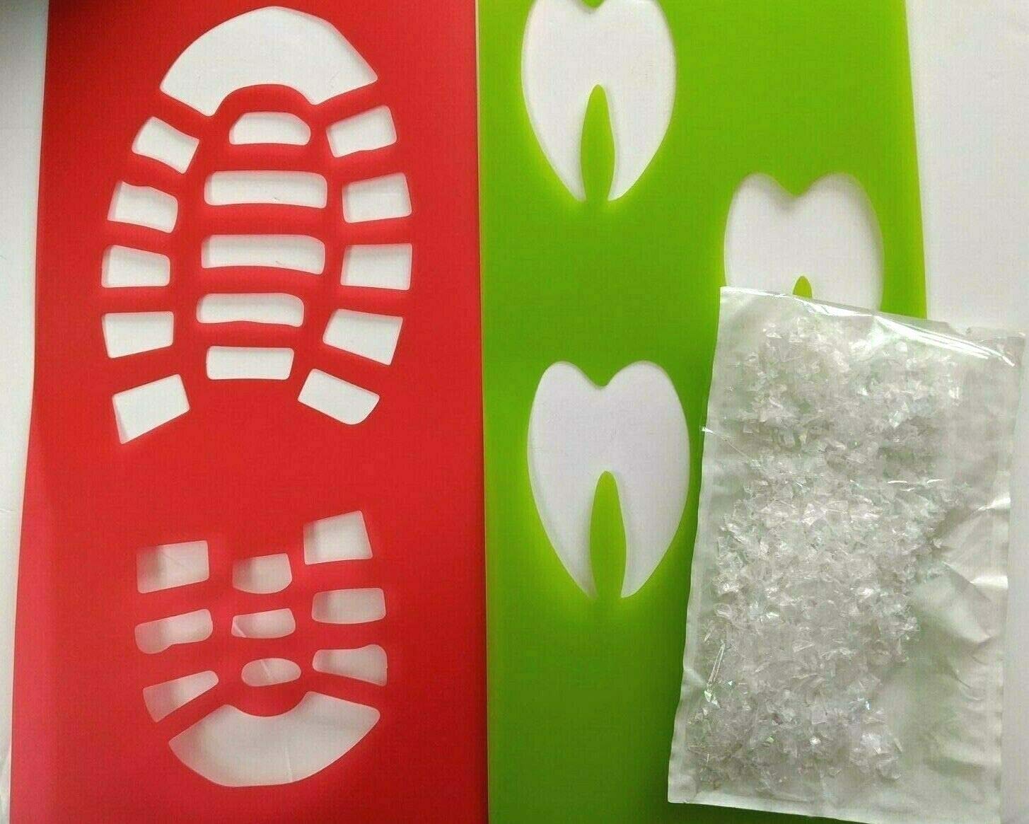 Father Christmas Santa & Reindeer Footprints Plastic Stencil & Artificial snow