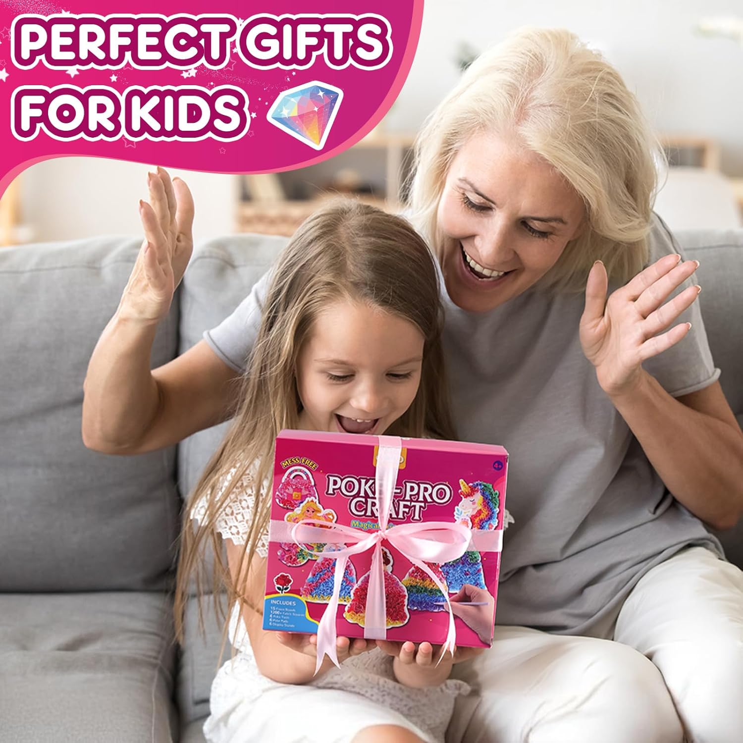 JMMICO Poke in Pro Art Kits for Girls, Poke Art for Kids Ages 4-8, 10 PCS Princesses & 5 PCS Decors, No Mess DIY Princesses Craft, Valentine's Day Gifts for 4 5 6 7 8 9 10 Year Old Girls & Boys - Image 7