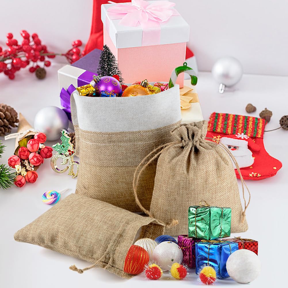 CLYPY 20 sacchetti di iuta da 25 x 35 cm con coulisse, sacchetti di stoffa con coulisse, sacchetto di iuta per Natale, fai da te, giardino, contenitore di iuta