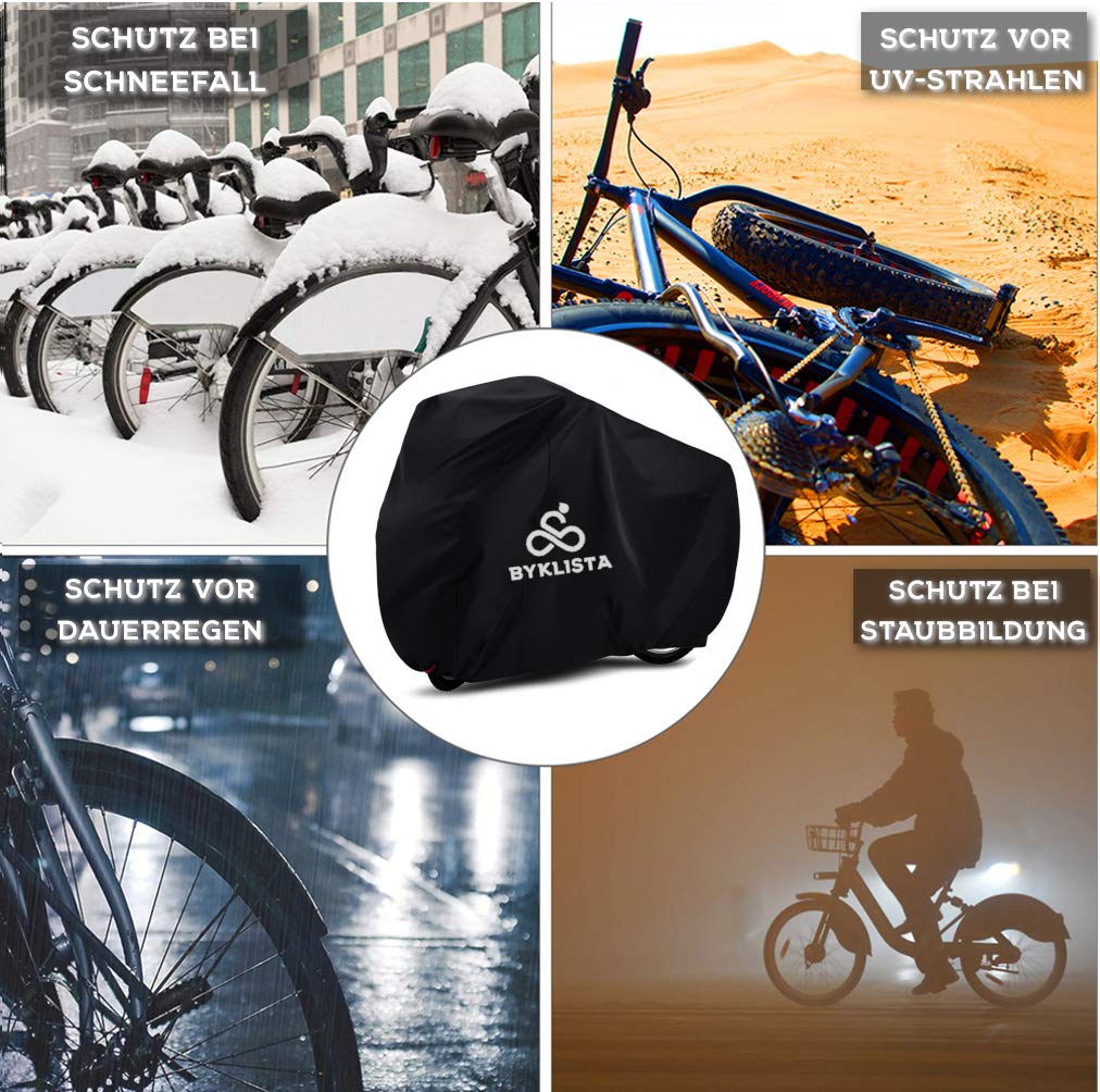 BYKLISTA Fahrradabdeckung wasserdicht aus Oxford-Gewebe | Reißfestes Material, Passt auch für E-Bikes, Extra verschweißte Innennähte, Hoher UV-Schutz, Fahrradgarage