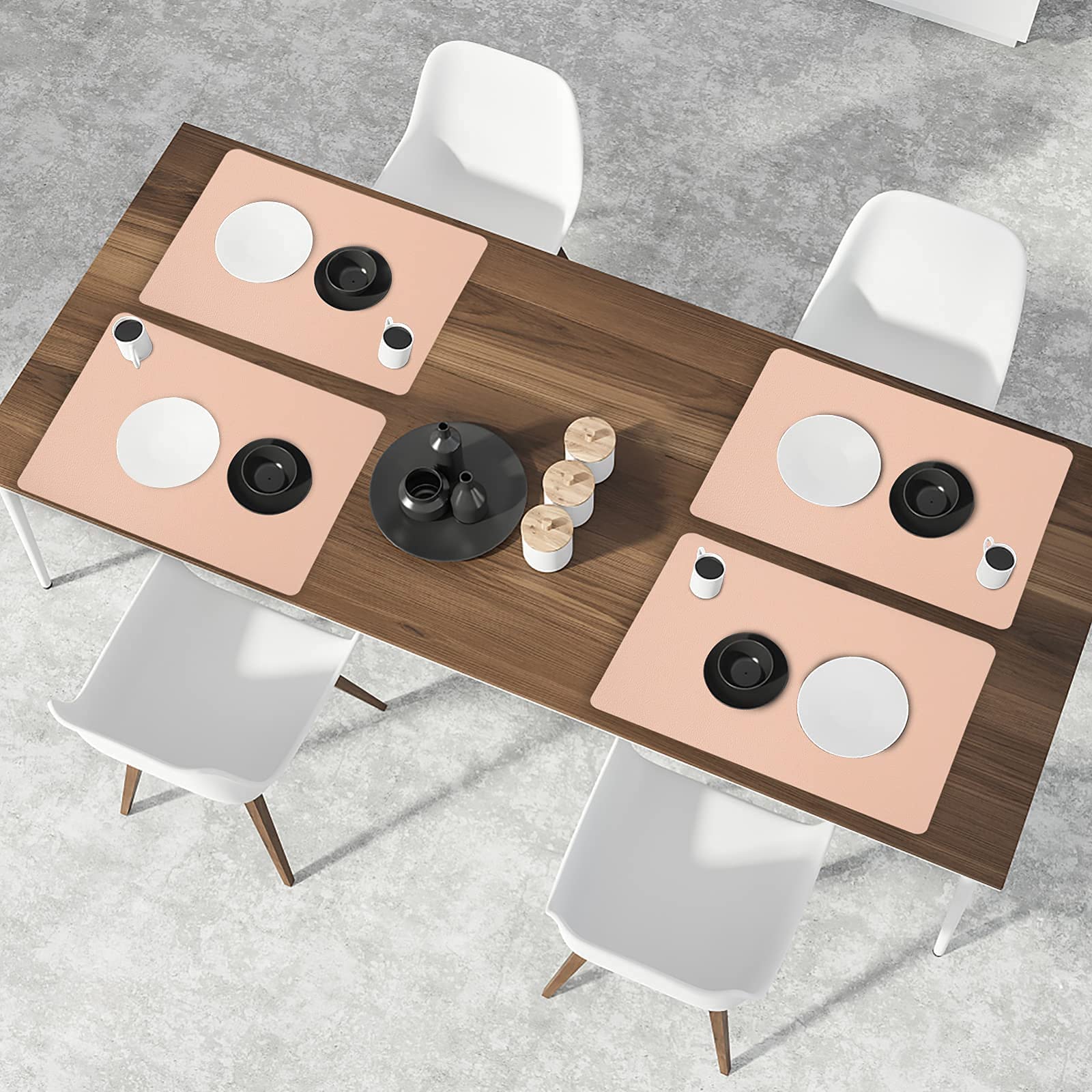 Miorkly Tovagliette in Pelle Set di 4 Rosa Tovaglietta Americana Lavabili Impermeabili Antiscivolo Resistenti al Calore Set Tovagliette, Rettangolari Colazione Placemats (45 * 30cm