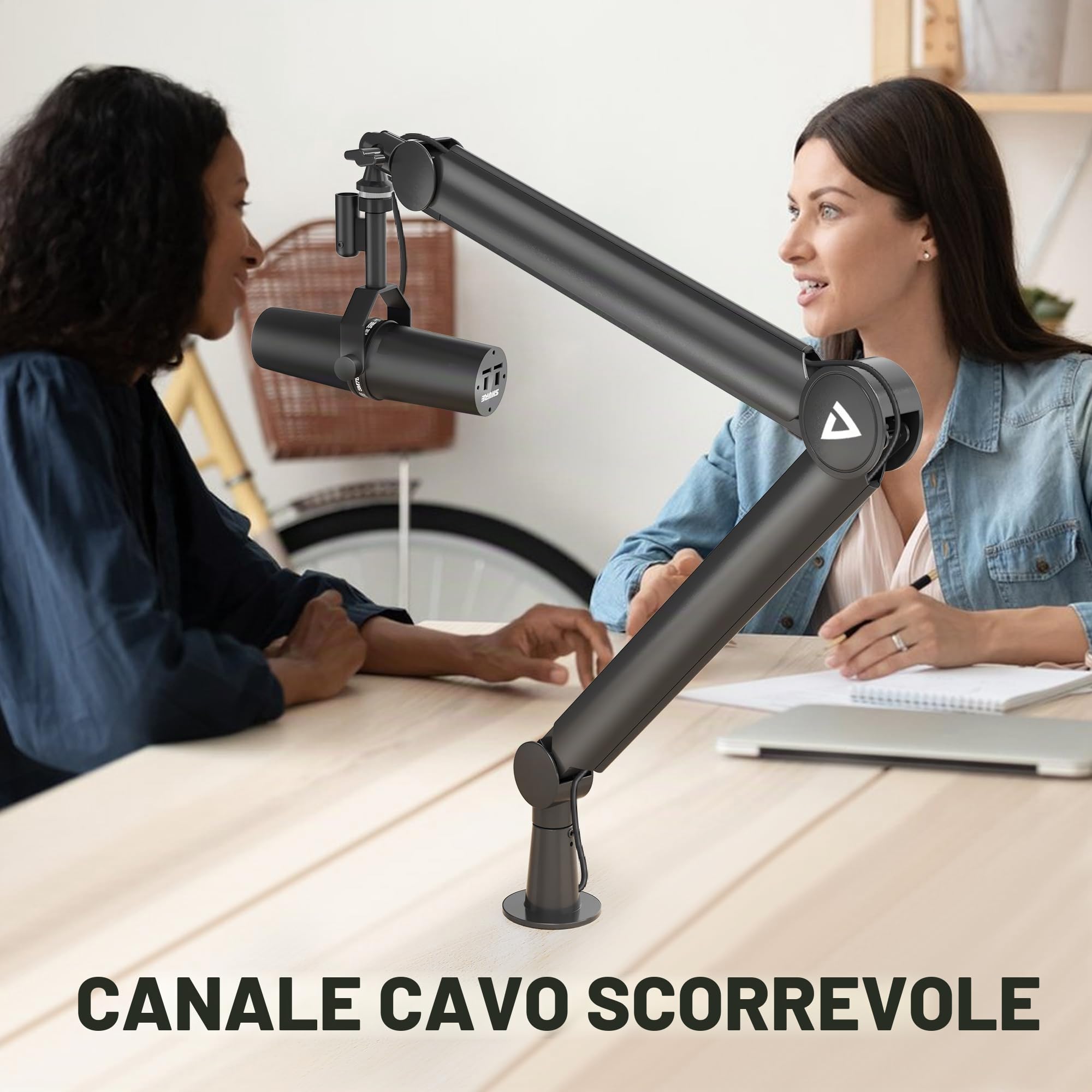 Thronmax Twin-S8 Braccio boom Microfono, Supporto per microfono a forbice regolabile a 360° con cavo integrato in Metallo robusto per Blu Yeti, Universale da 1/4"，3/8" a 5/8"(Nero)