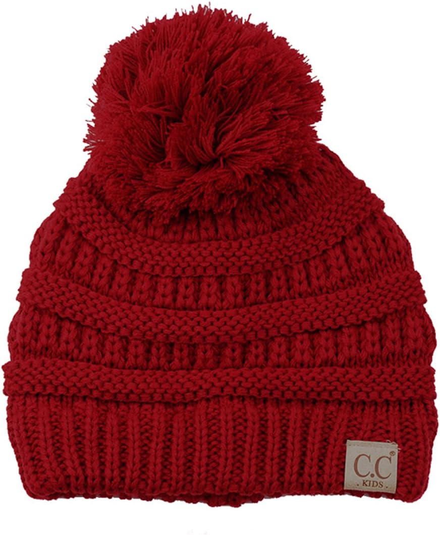 C.C Kids' Cute Warm and Comfy Pom Pom Children's Knit Ski Beanie Hat