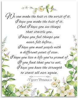 We Can Make The Best or The Worst of It - Great F. Scott Fitzgerald Motivational Quotes, Great Wedding and Engagement Gift, Birthday, Anniversary and Christmas Gifts, 11x14 Unframed Art Print Poster