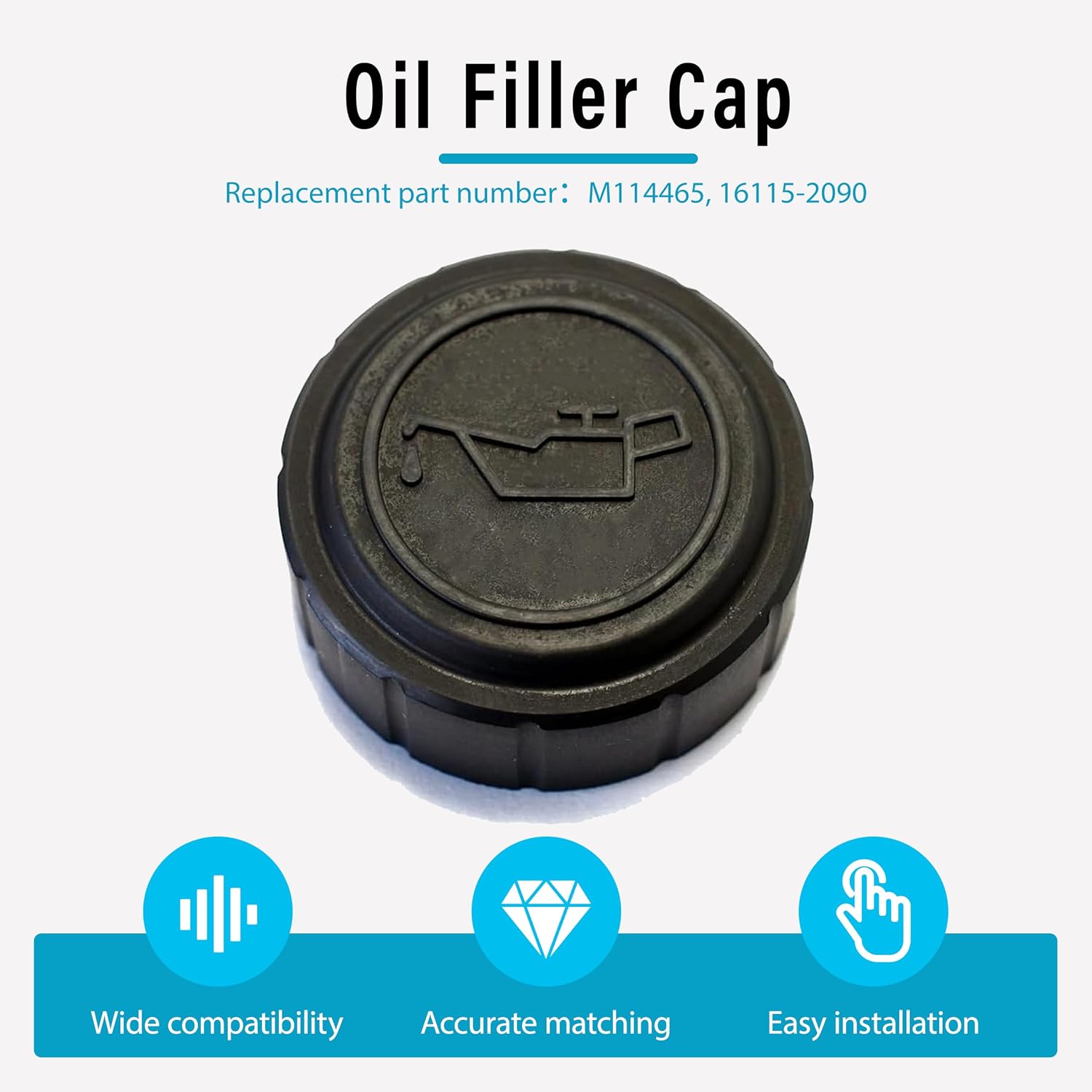 Replacement Oil Filler Cap M114465 & 16115-2090 Fits Kawasaki Mule 2500, 2510, 2520 Compatible John Deere FD501D, FD620D, FD661D Oil Filler Cap