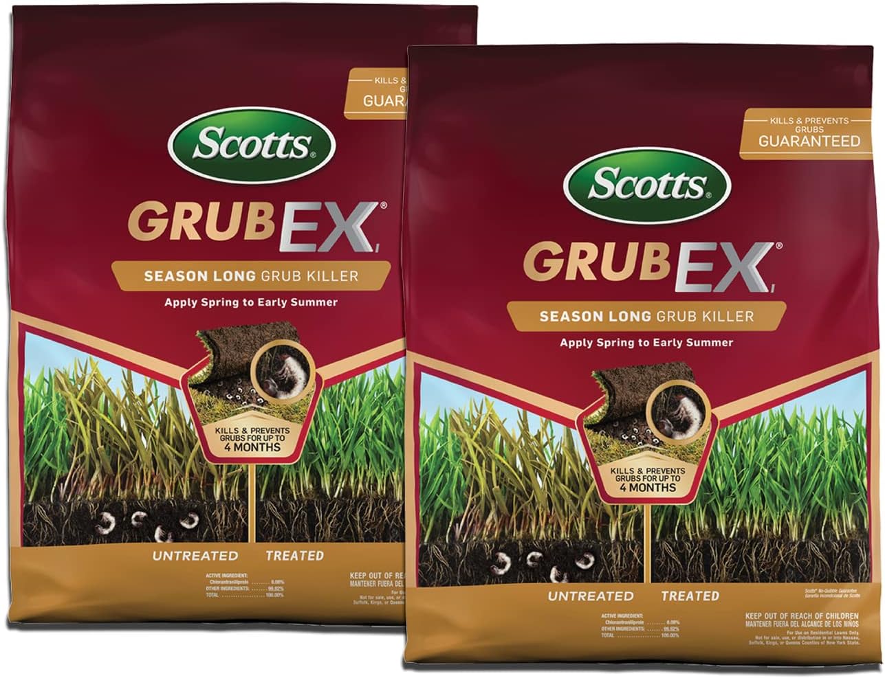 Scotts GrubEx1 Season Long Grub Killer Protects Lawns Up to 4 Months, 5,000 sq. ft., 14.35 lbs. (2-Pack)