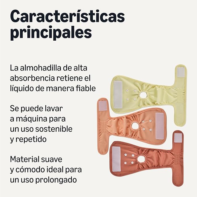 Foto 2 de 5 de Amazon Basics - Pañales lavables para perros hembra, talla XS paquete de 3