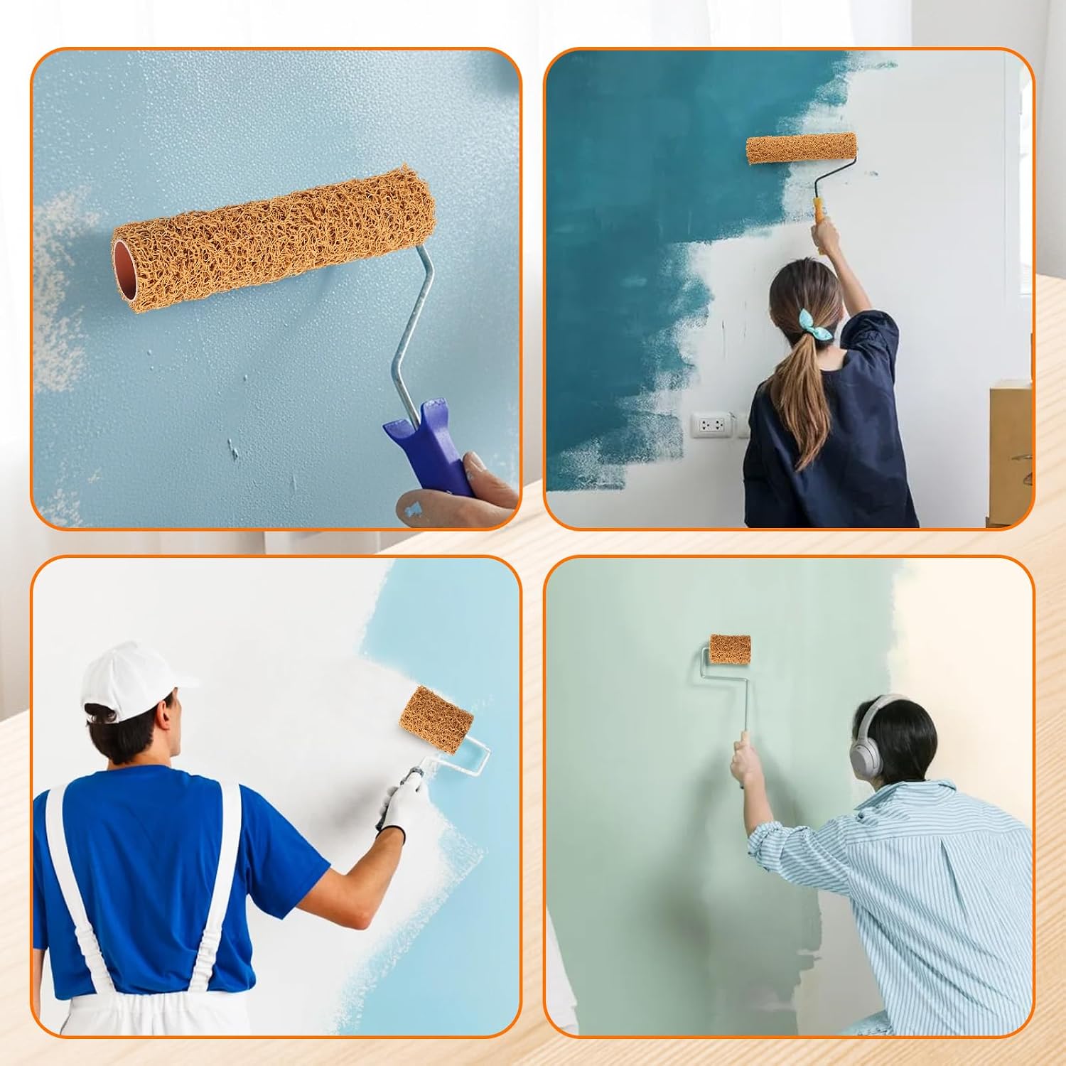 Textured Paint Roller Texture Paint Roller 9 Inch 3 Inch Small Texture Rollers for Painting Wall Ceiling Drywall Home Improvement Supplies, Yellow