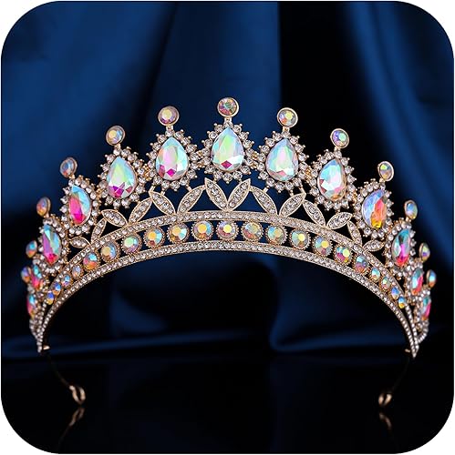 FORSEVEN Tiaras y coronas de cristal para mujer Boda y fiesta de cumpleaños, corona de princesa, accesorios para el cabello Diadema de diamantes