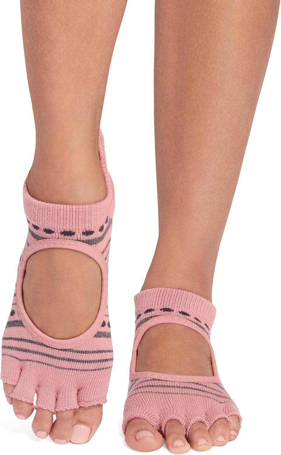 toesox Bellarina Half Toe Multi Pack - Grip Non-Slip Toe Socks for Pilates, Barre, Yoga, Ballet, Black, Charcoal, Echo
