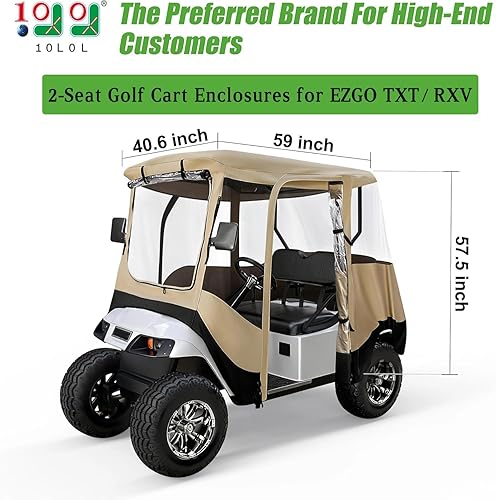 Vista 17 de 10L0L Recinto de conducción de carrito de golf para 2/4 pasajeros para modelo EZGO TXT/RXV, ventana transparente de 4 lados 600D cubierta de lluvia
