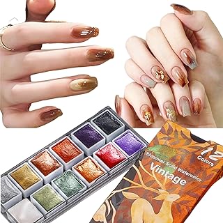CHARMING MAY Nail Watercolor Paint Set,12 Colors Shimmer Solid Watercolo...