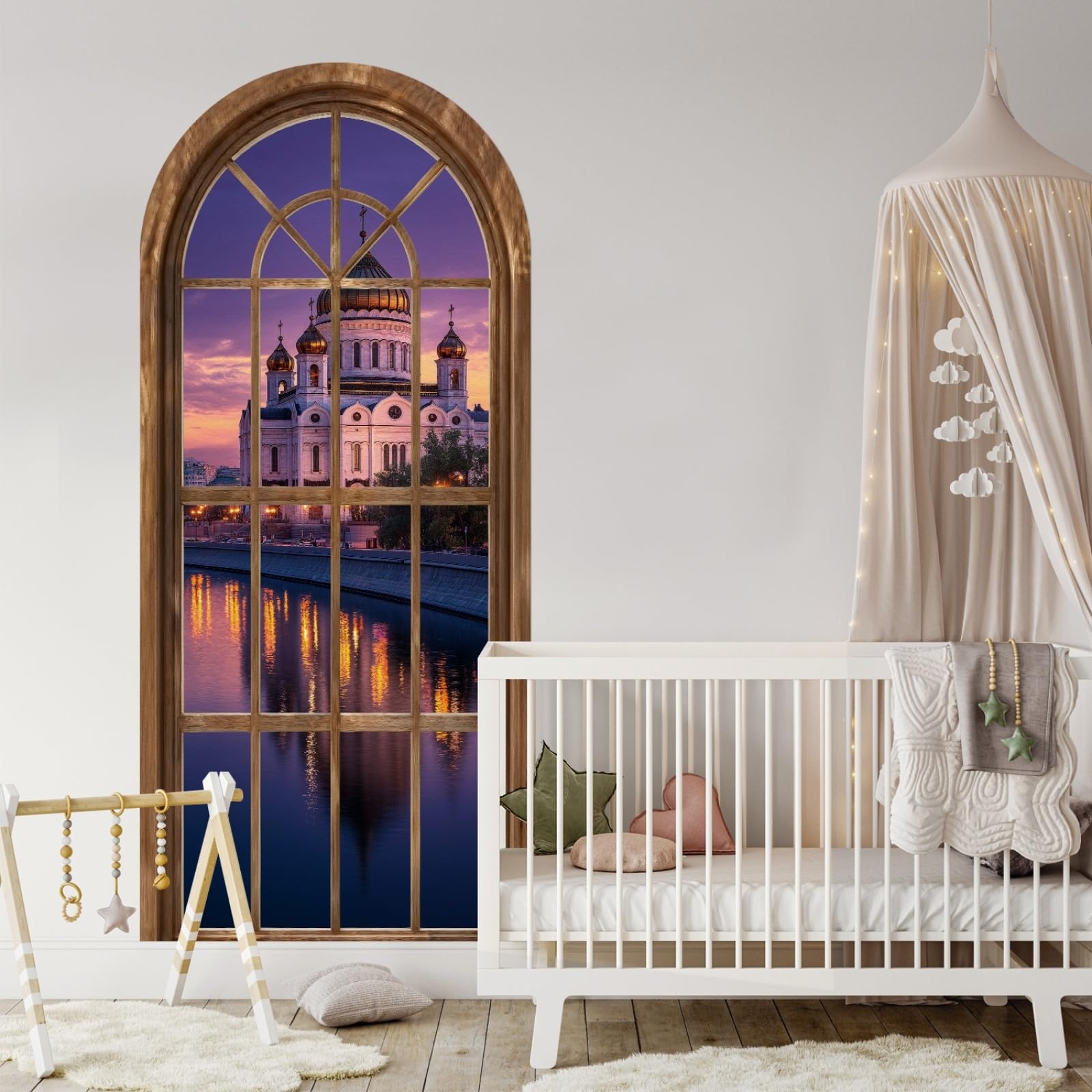Stickers muraux lumière coucher de soleil violet déco murale chambre apaisante