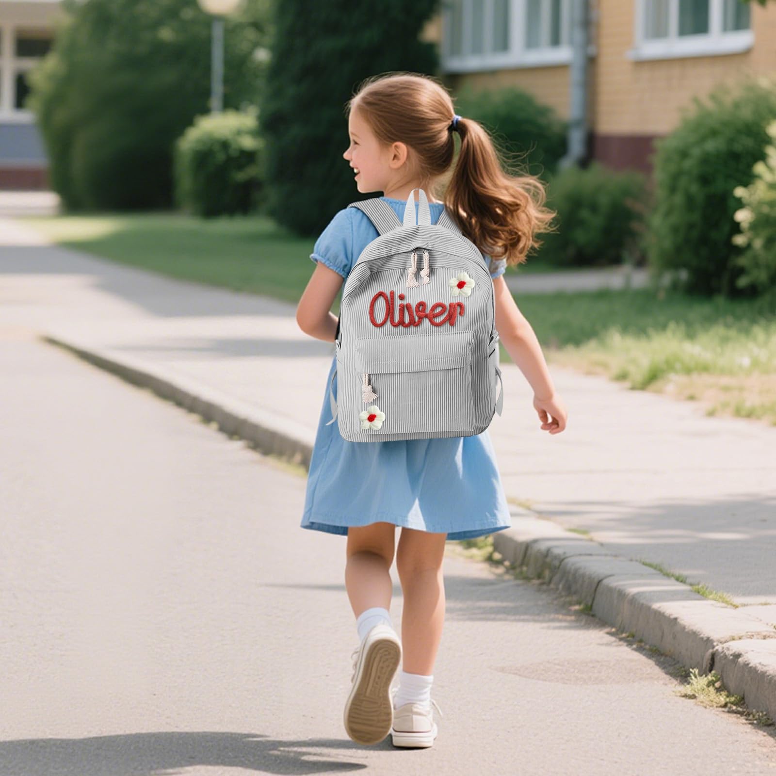 Sac à Dos Enfant Personnalisé en Velours Côtelé avec Prénom Brodé – Cartable Maternelle à Cordon en Coton, Sac Monogrammé pour Fille et Garçon, Idée Cadeau Rentrée Scolaire (Style 1)