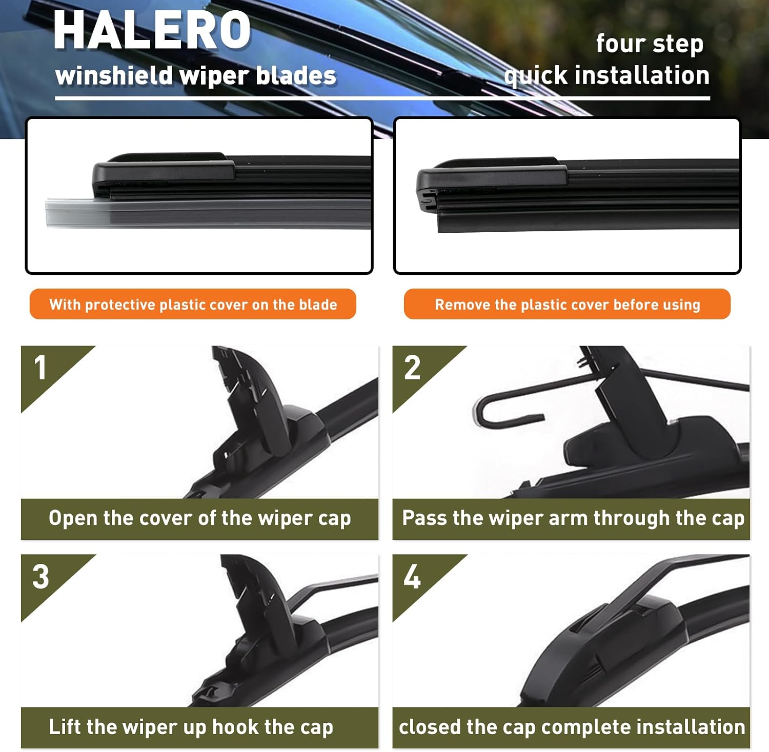 22"+22"+16" Windshield Wiper Blades Premium All-Season Silicone Wiper Blade Replacement for Land Rover LR3 2005-2009 LR4 2010-2016 and more car