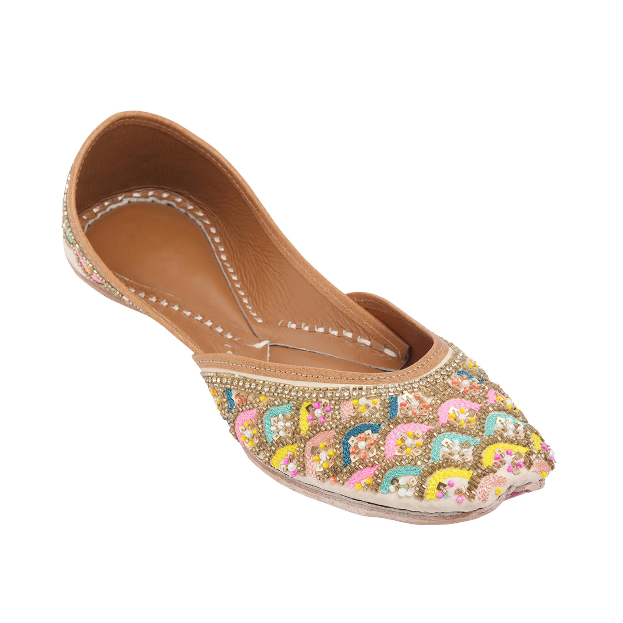 Women embroidered Mojaris Flats | Multi |-image-31