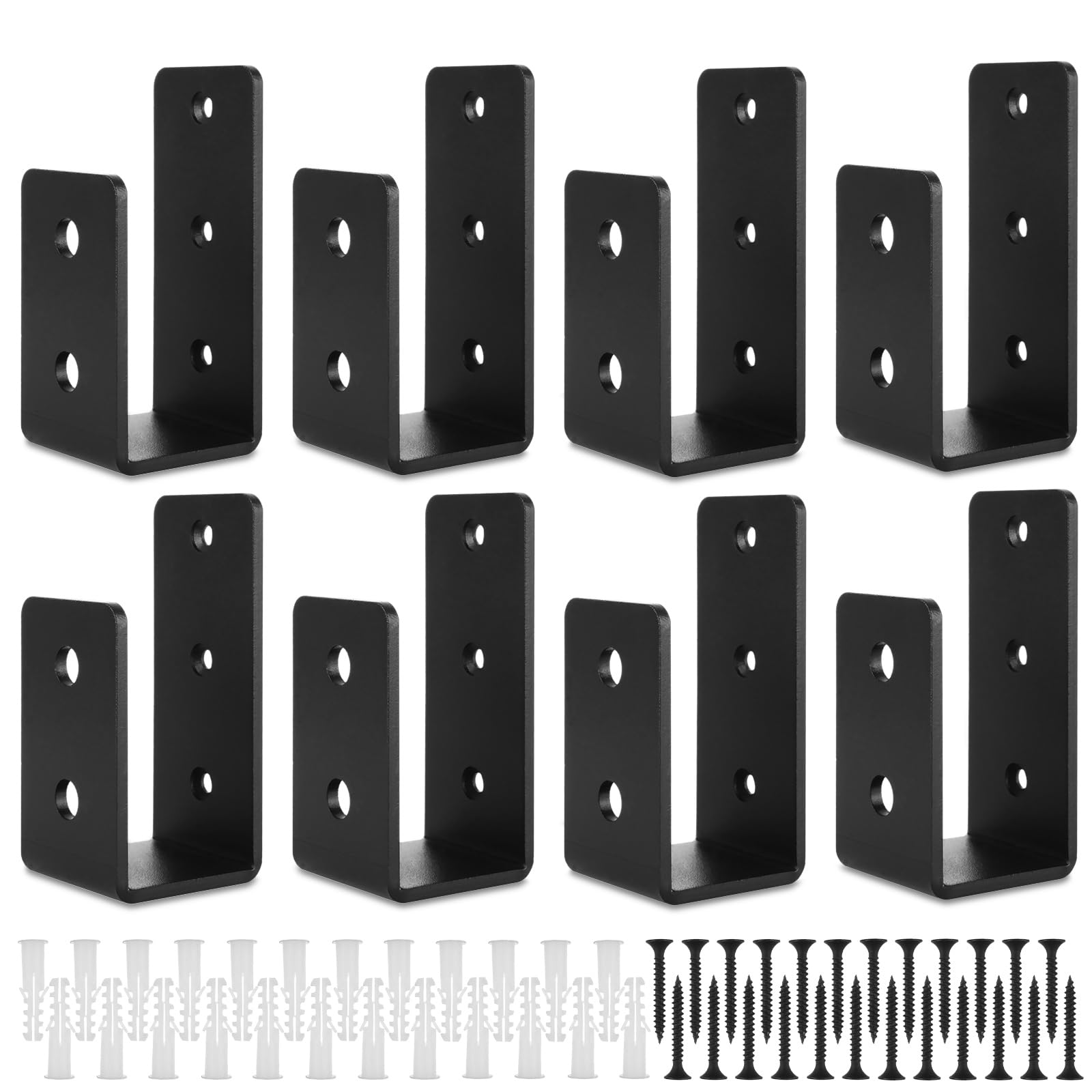 8PCS Heavy Duty Door Barricade Clamps, U Brackets for Home, Barn, Shed, Garage, Gate Door Reinforcement, Fits 2 x 4 Lumber, with Screws