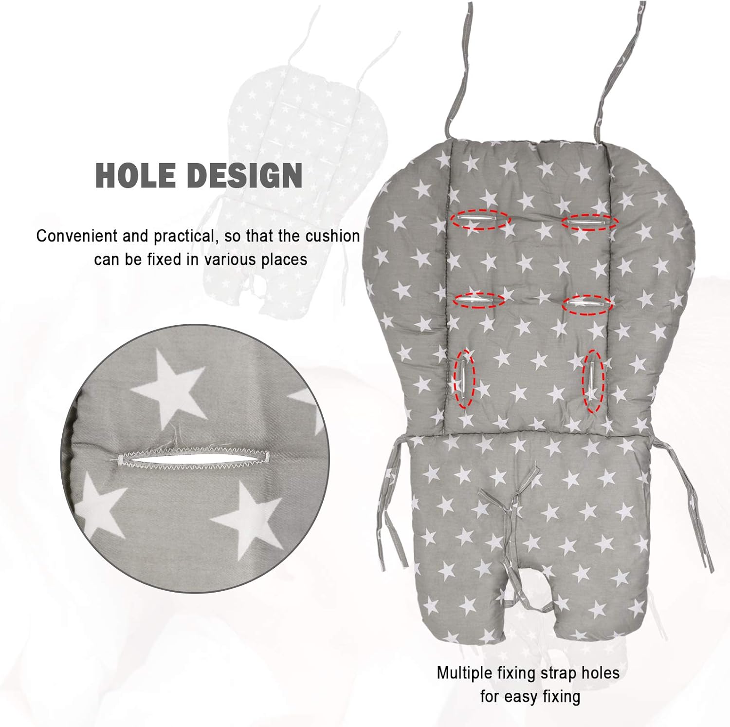 Tuciyke High Chair Cushion,High Chair Pad,Baby High Chair Seat Cushion Liner Mat Padding Cover Protection Pad for Baby Dining Chair(Gray Star)