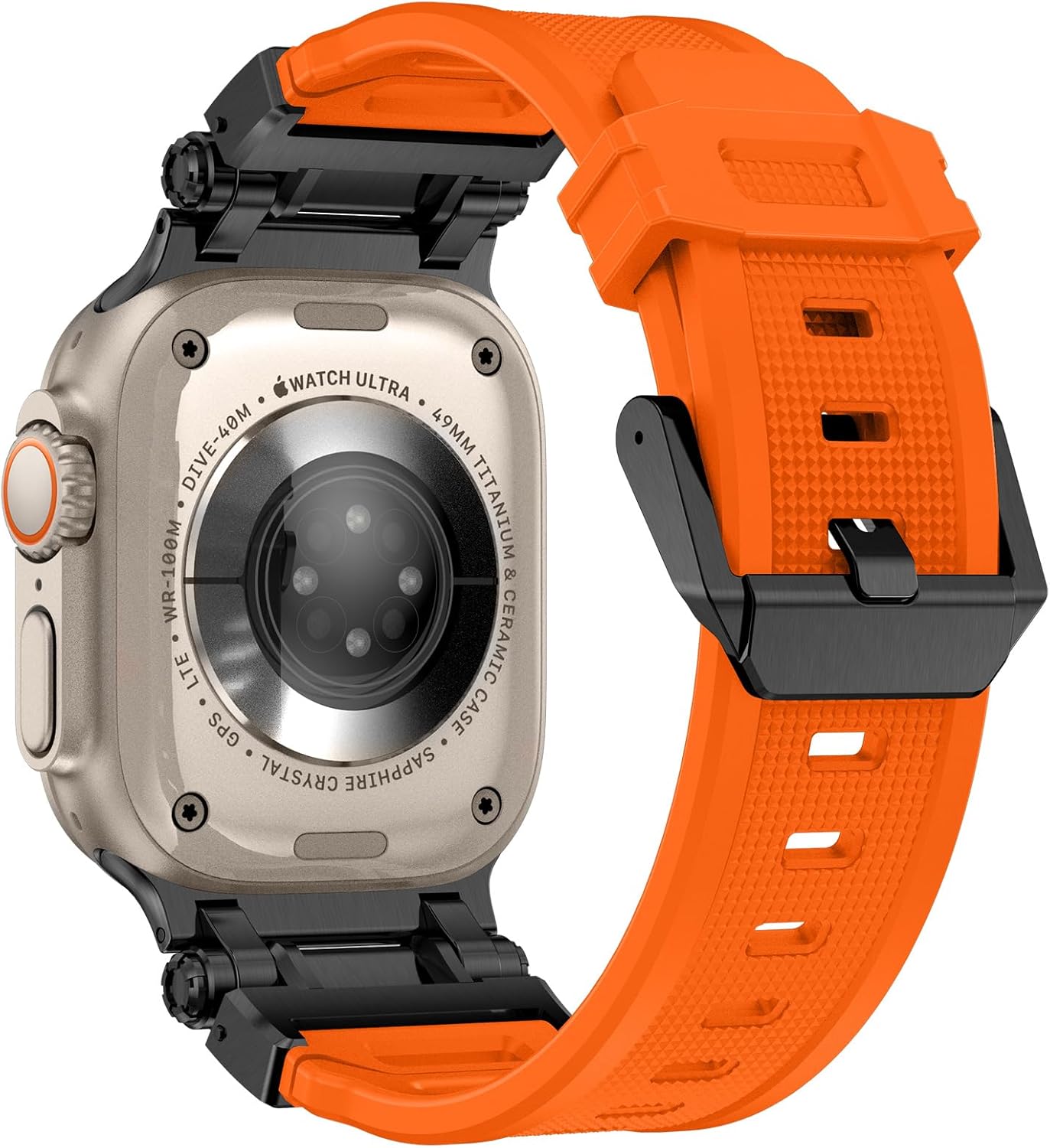 FULLIFE Designed for Apple Watch Band Apple Watch Ultra 3/2/1 49mm for Men, Silicone Rubber Bands with Metal Connector for Apple Watch Series 11/10 46mm, 9/8/7 45mm, SE2/SE 6/5/4 44mm, 3/2/1 42mm - Image 8