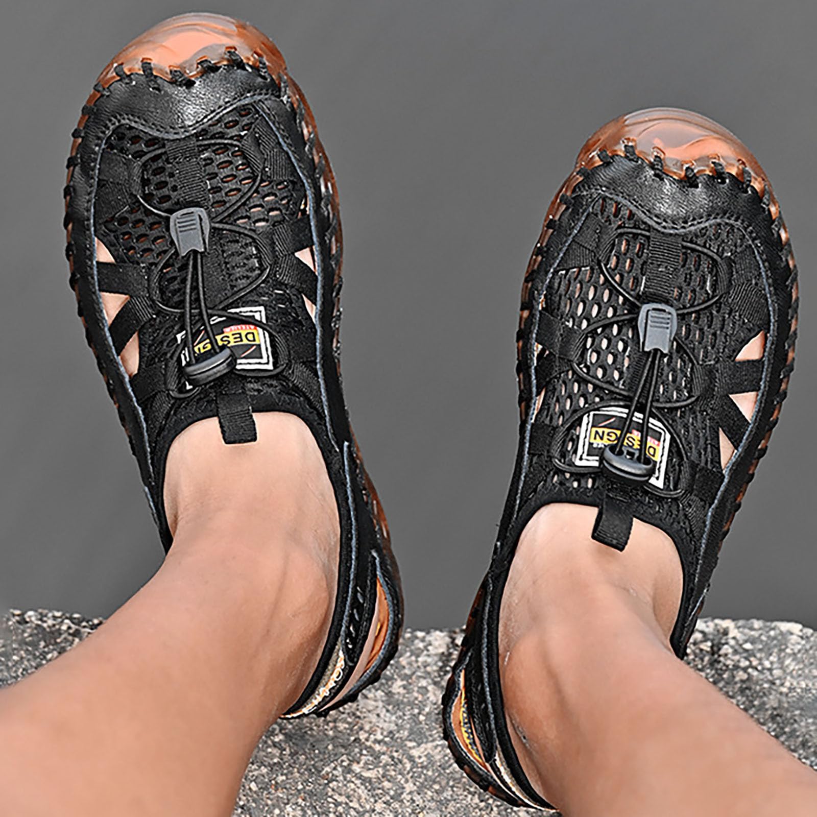 sandalia barefoot Sandalias para hombres Nuevo verano Ahueca hacia fuera Zapatillas de cuero Sandalias casuales Zapatos de playa de blanda sandalia barefoot chanclas de vestir hombre