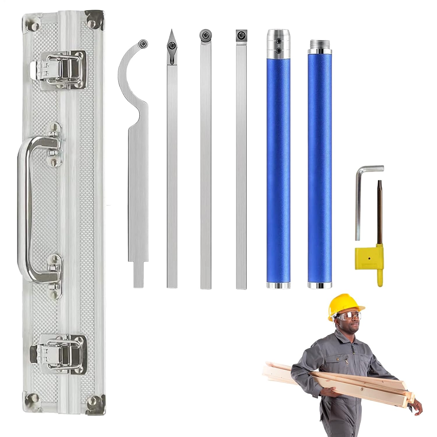 旋盤工具 木工旋盤用 - スワンネックホローアー | 仕上げ用多機能金属彫刻セット ネジ切り溝掘り木工旋削切削作業用