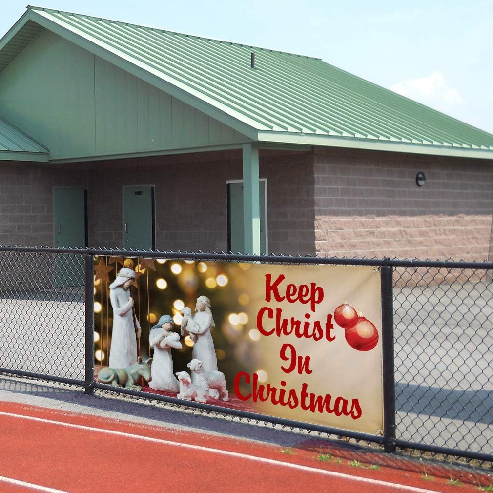 Vinyl Banner Multiple Sizes Keep Christ in Christmas Business B Holidays and Occasions Outdoor Weatherproof Industrial Yard Signs Brown 4 Grommets 16x40Inches