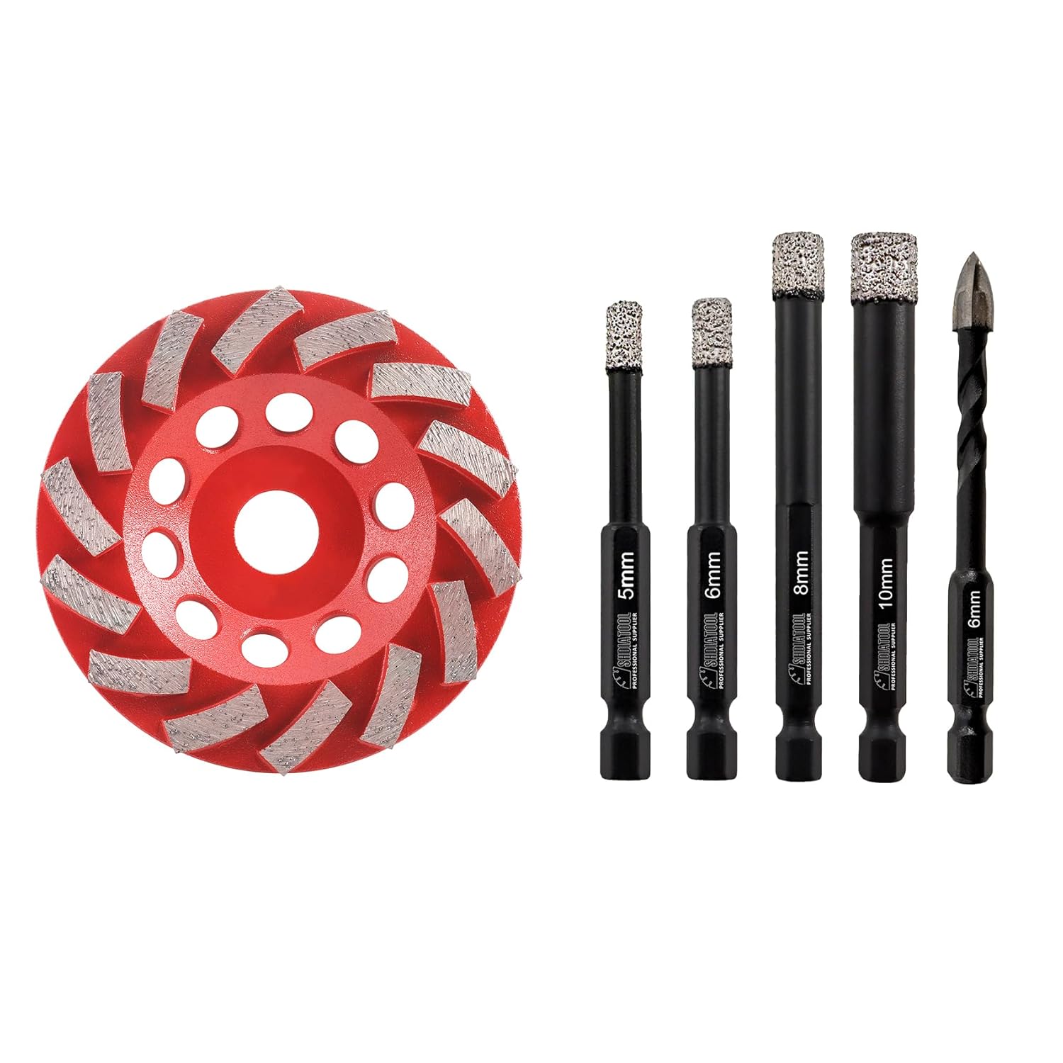 SHDIATOOL 5 Inch Concrete Turbo Row Diamond Grinding Cup Wheel Hard Masonry Marble Weld Turbo Cup Disc Fits 7/8 Inch Arbor