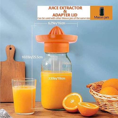 Miniatura 4 de Drsn Exprimidor de naranja, exprimidor manual de cítricos con tarro Mason de 32 onzas, multifunción, compatible con frascos de boca ancha