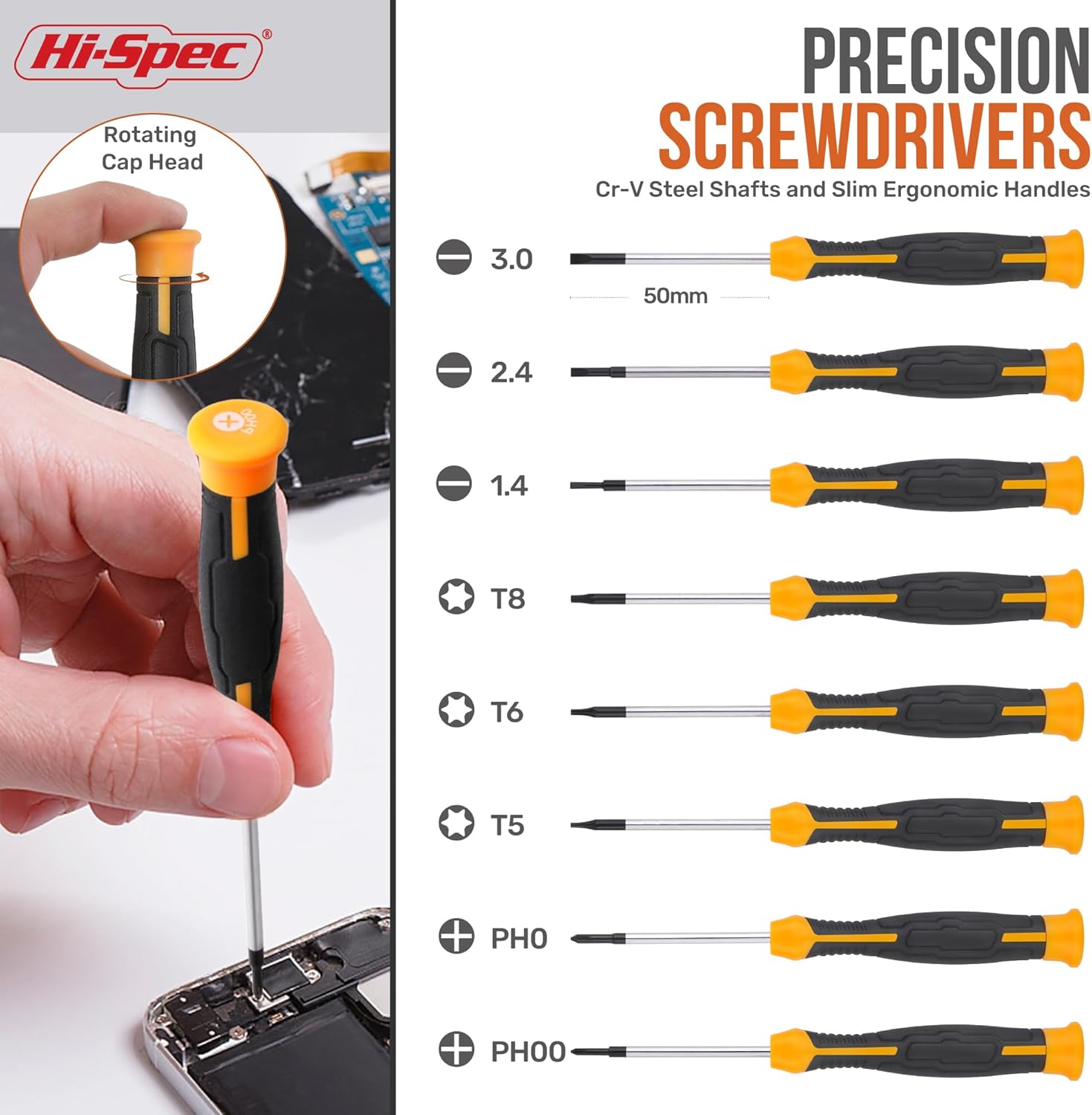 Hi-Spec Magnetic Screwdriver & Hex Torx Screw Bit Set 73-Piece, Included Precision Screwdrivers, Flexible Bit Extension and Handle in a Complete Compact Tool Box