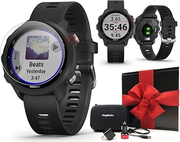 Amazon.com: Garmin Forerunner 245 Music (negro) - Caja de regalo para reloj  de correr con GPS, con vidrio templado PlayBetter HD (x2), adaptadores de  coche/pared y funda rígida | música, estado de