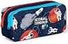Coral High Navy Blue Astronaut Two Compartment Pencil Bag - Boy