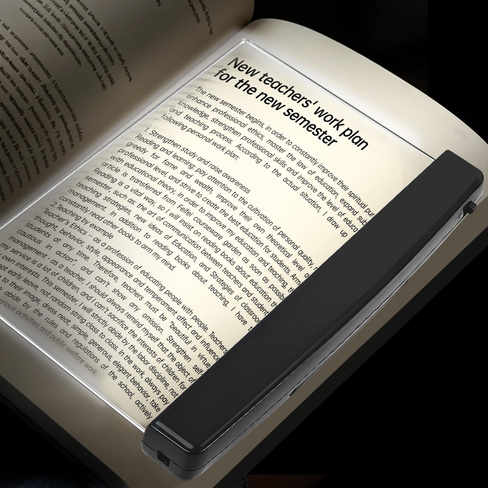 LED Flat Book Light, Portable Reading Lights for Books in Bed, Battery Powered Eye Protection Book Lamp, Clear Panel Night Reading Light for Kids and Travel (White)