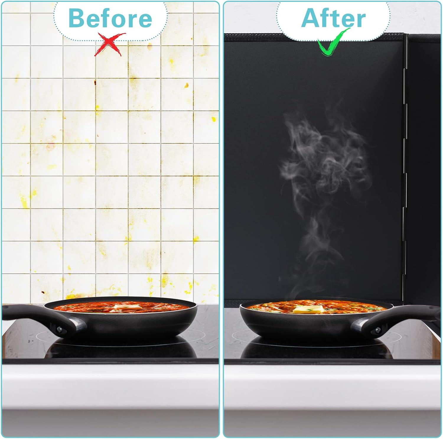 4 Sided Oil Splatter Guard Grease Splatter Guard Stove Splatter Guard, Splatter Guards Splatter Screen for Frying Pan,Large Foldable Splash Guard for Stove Top, Upgrade Steel Anti Splatter Shield,30CM