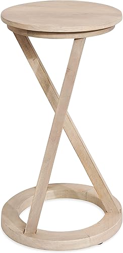 Miniatura 21 de Kate and Laurel Aja - Mesa auxiliar moderna de 15 x 15 x 23 pulgadas, color marrón nogal; mesa decorativa de madera geométrica moderna para Café