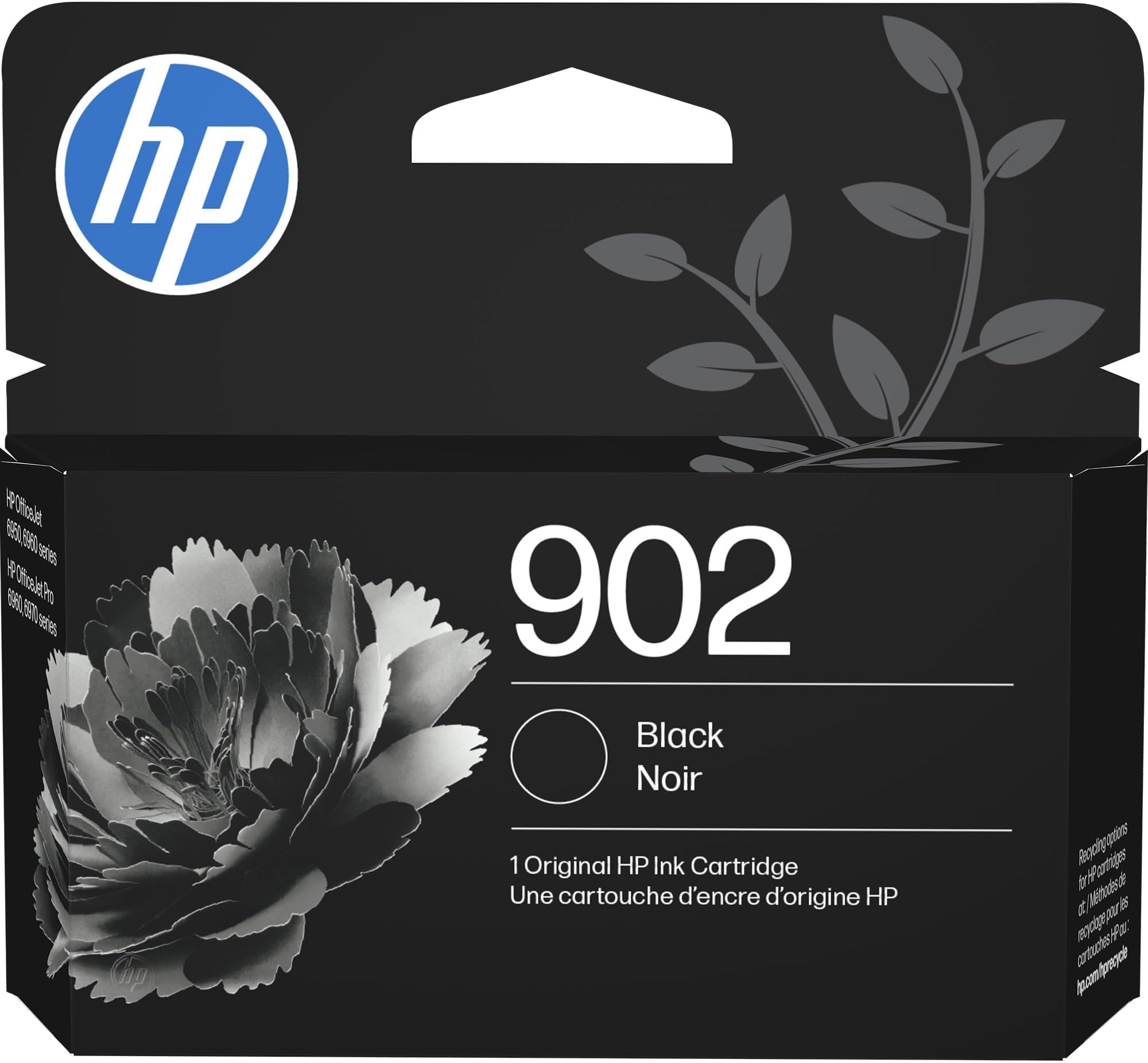 HP 902 Black Ink Cartridge | Works with OfficeJet 6950, 6960 Series, OfficeJet Pro 6960, 6970 Series | Eligible for Instant Ink | T6L98AN