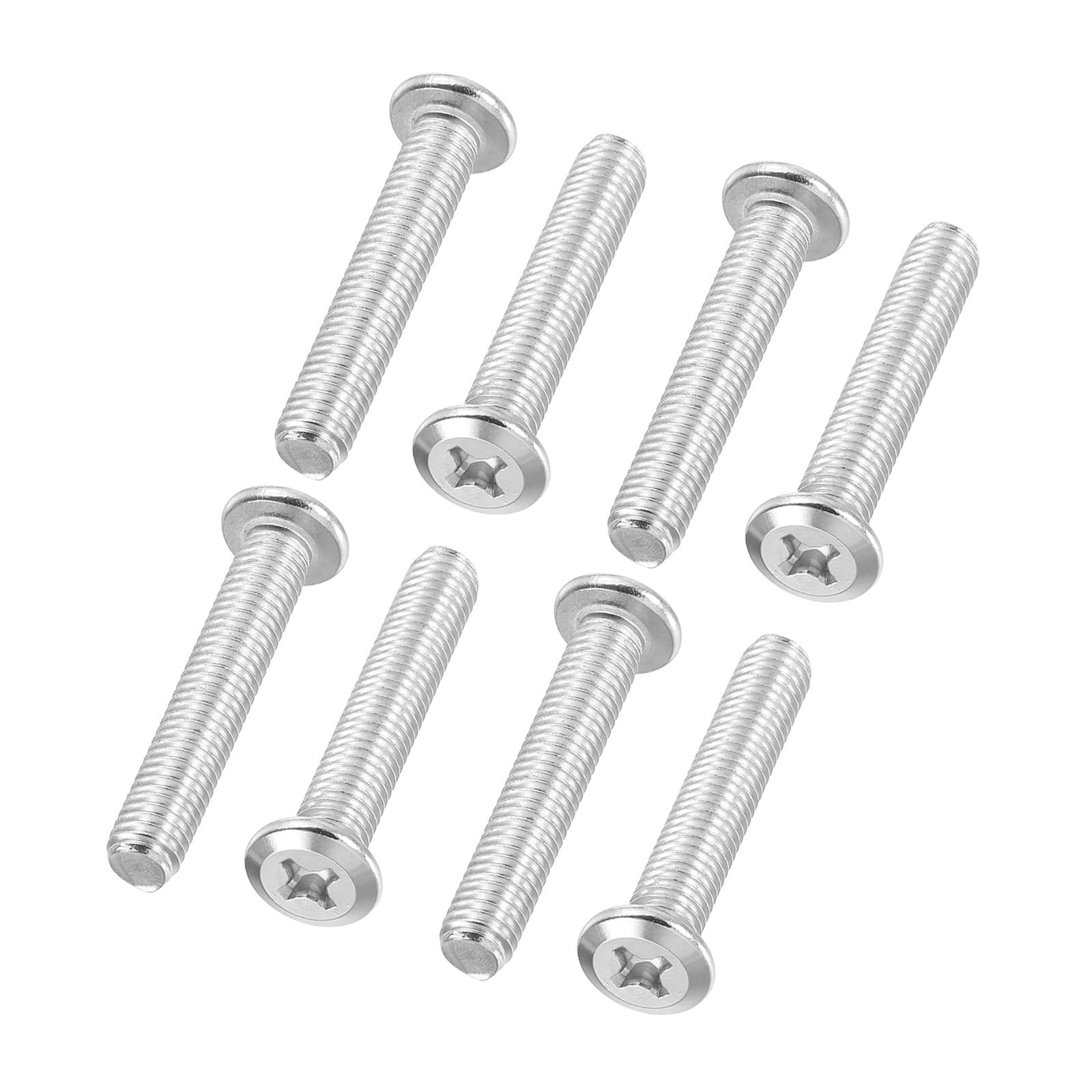 PATIKIL Flat Round Head Phillips Screws, 8 Pack M8-1.25 x 45mm Binding Screws 304 Stainless Steel 18-8 Full Thread