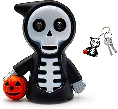 Leddy Living Halloween Ghost Skeleton Keychain with Pumpkin, LED Lights and Scary Sounds, Funny Horror Accessory for Party, Gift and Collection