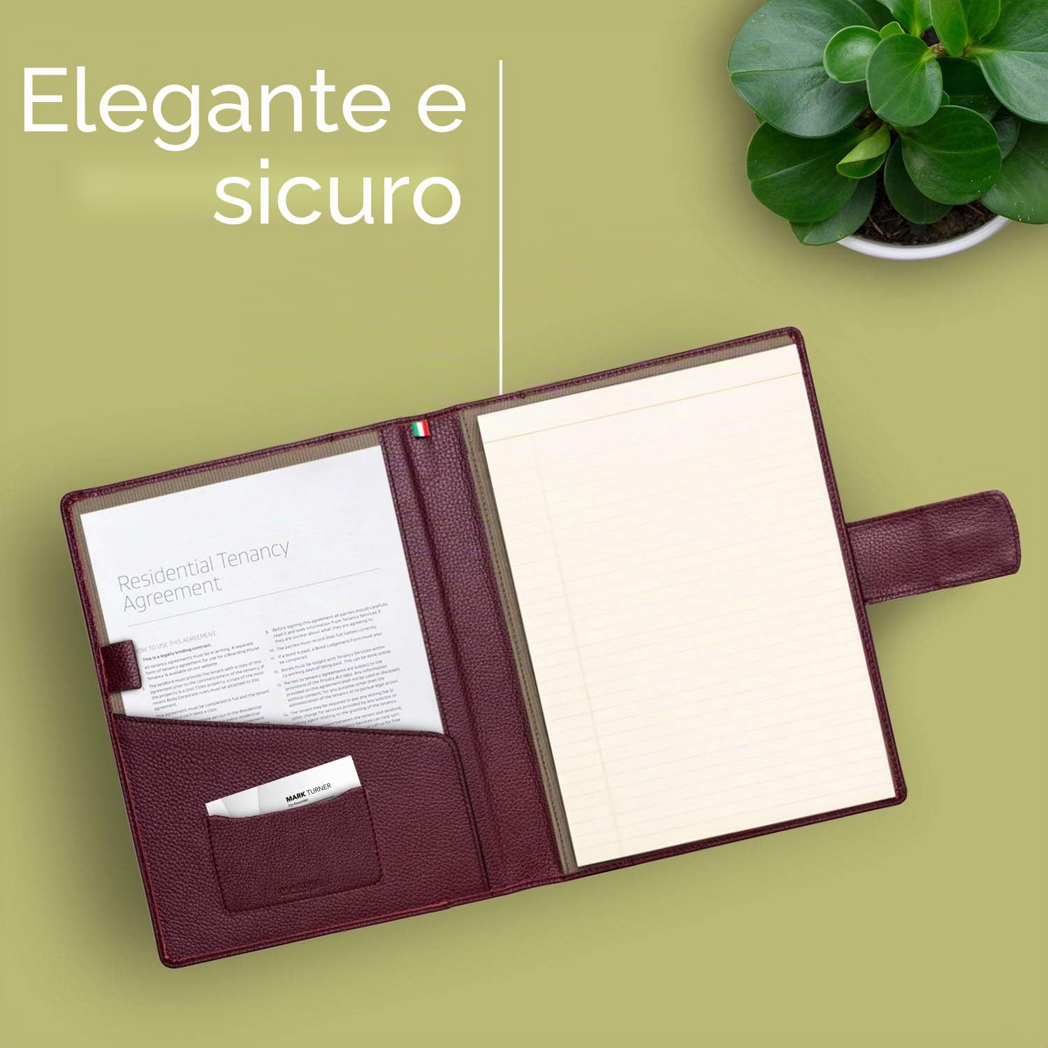Portadocumenti in 100% Vera Pelle Pieno Fiore Martellata - Fatto a Mano in Italia da Esperti Artigiani - Spazioso e Sicuro, Perfetto per Riunioni e Lezioni - con Chiusura Magnetica - Vinaccia