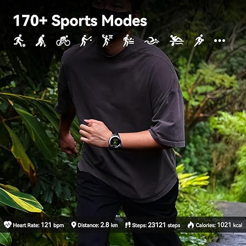 Miniatura 8 de Reloj inteligente militar para hombre con GPS 6, brújula de posicionamiento satelital de 164 pies, resistente al agua, para natación, batería de 500