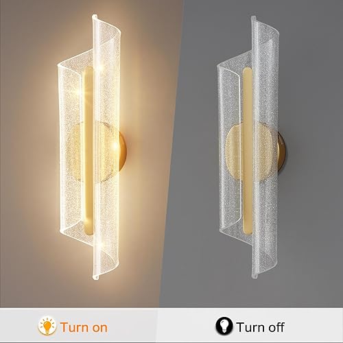 Miniatura 7 de Apliques de pared dorados modernos de 19.7 pulgadas, iluminación de pared, luces LED regulables para sala de estar, dormitorio, baño, escaleras,