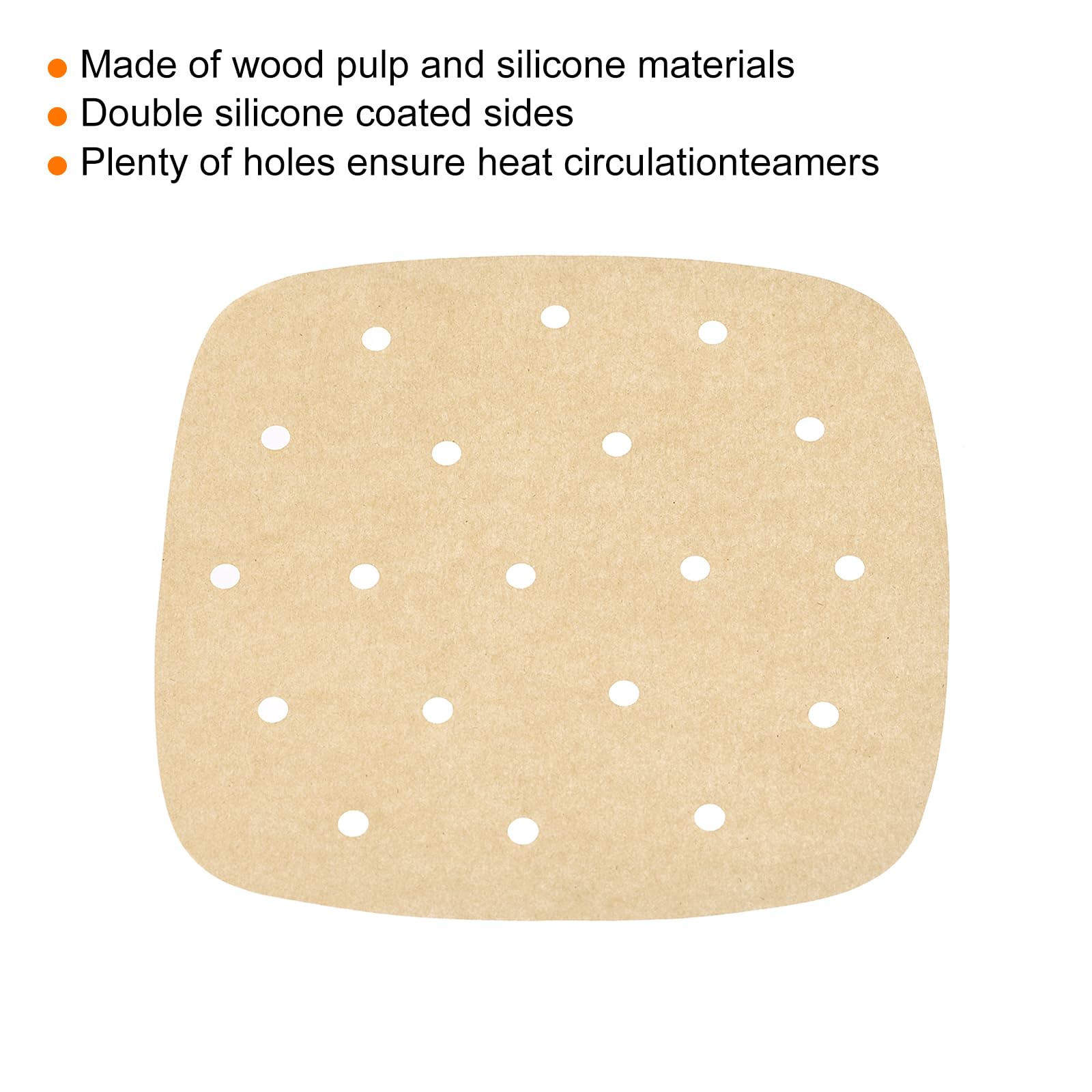 uxcell 200pcs Air Fryer Parchment Paper, 6.5 Inch Square Air Fryer Liner, Non-Stick Steamer Liners for Oven Microwave - Image 4