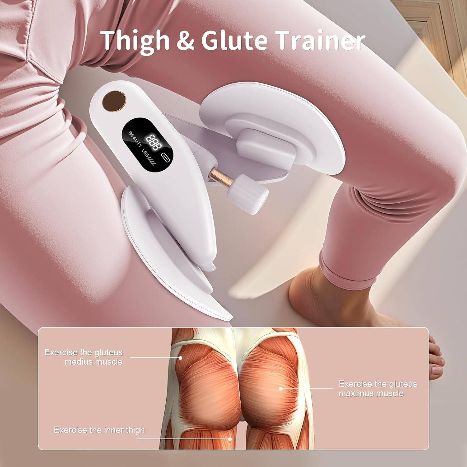 Thigh Trainer Kegel Exerciser 15-35lbs Adjustable Resistance, Pelvic Floor Trainer, Kegel Trainer for Postpartum Rehabilitation, Trimmer Inner Thigh, Thigh Toner Workout