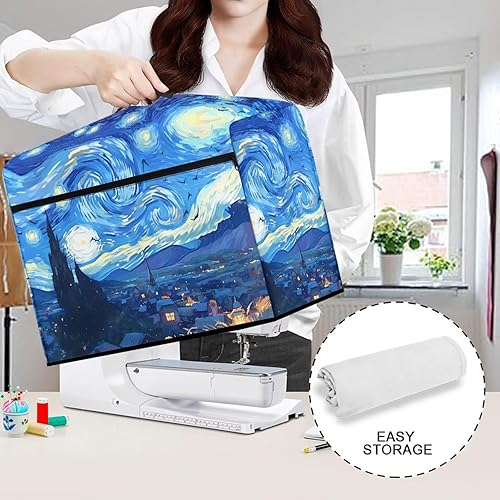 Miniatura 111 de Mumeson Cubierta antipolvo para máquina de coser de gatos negros con flores, para la mayoría de máquinas de coser estándar, plegable, duradera