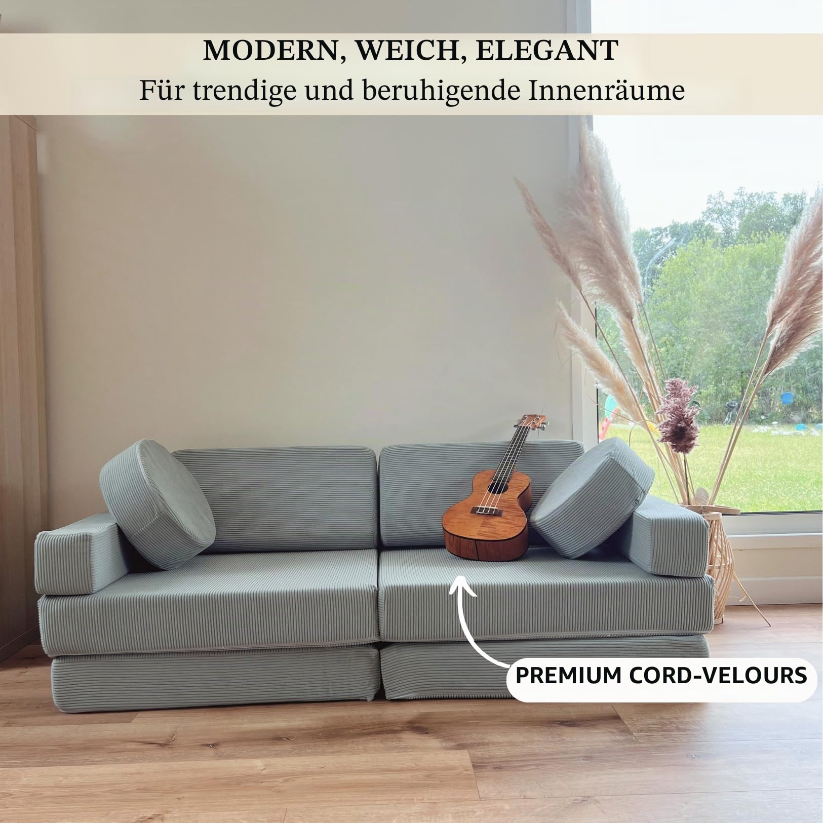 TIPICHOU Spielsofa für Kinder - Kindersofa, ausklappbar, 2-Sitzer, umbaubar in EIN Schlafsofa, Spielplatz, Sessel, Bodenmatratze Kinder (blaugrün, 2-Sitzer)