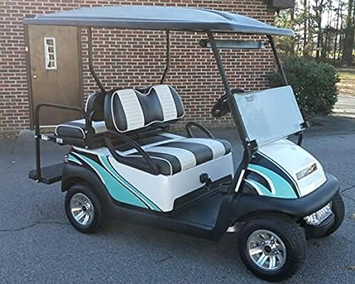 Vista 83 de Huskey - 4 fundas de asiento para carrito de golf delanteros y traseros para Club Car Precedent 2004+, modelos Tempo 2017+ G&E, negro de dos tonos