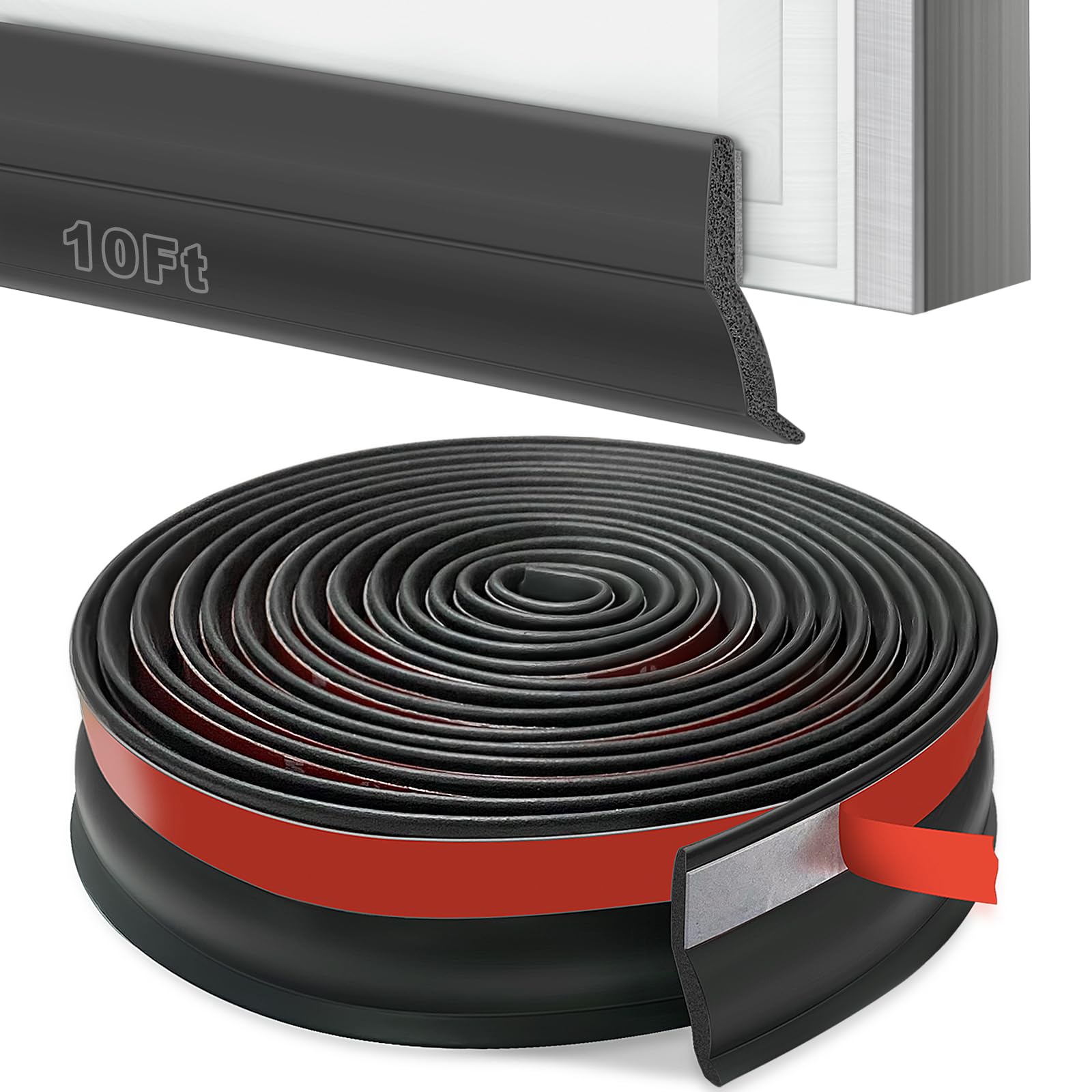 Garage Door Bottom Seal - 10ft Commercial Grade EPDM Rubber Threshold | Weatherproof DIY Installation Kit
